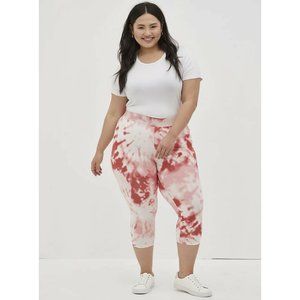 Capri Premium Leggings Tie Dye Red  Pink White Torrid  Size 2x 2